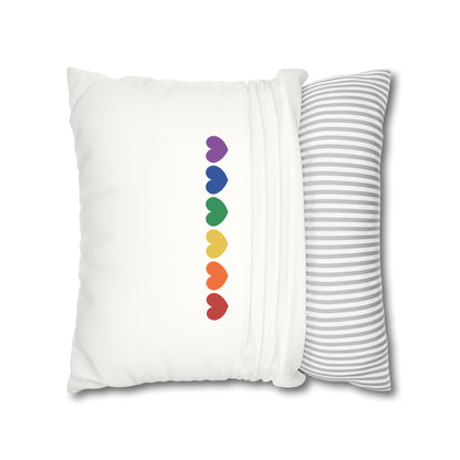 Rainbow Hearts on White - Faux Suede Square Pillowcase (Only Hearts Collection)