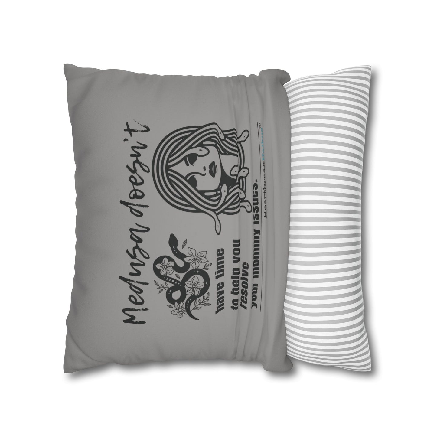 Medusa and Your Mommy Haiku - Faux Suede Square Pillowcase in Stone Grey