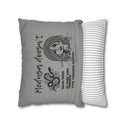 Medusa and Your Mommy Haiku - Faux Suede Square Pillowcase in Stone Grey