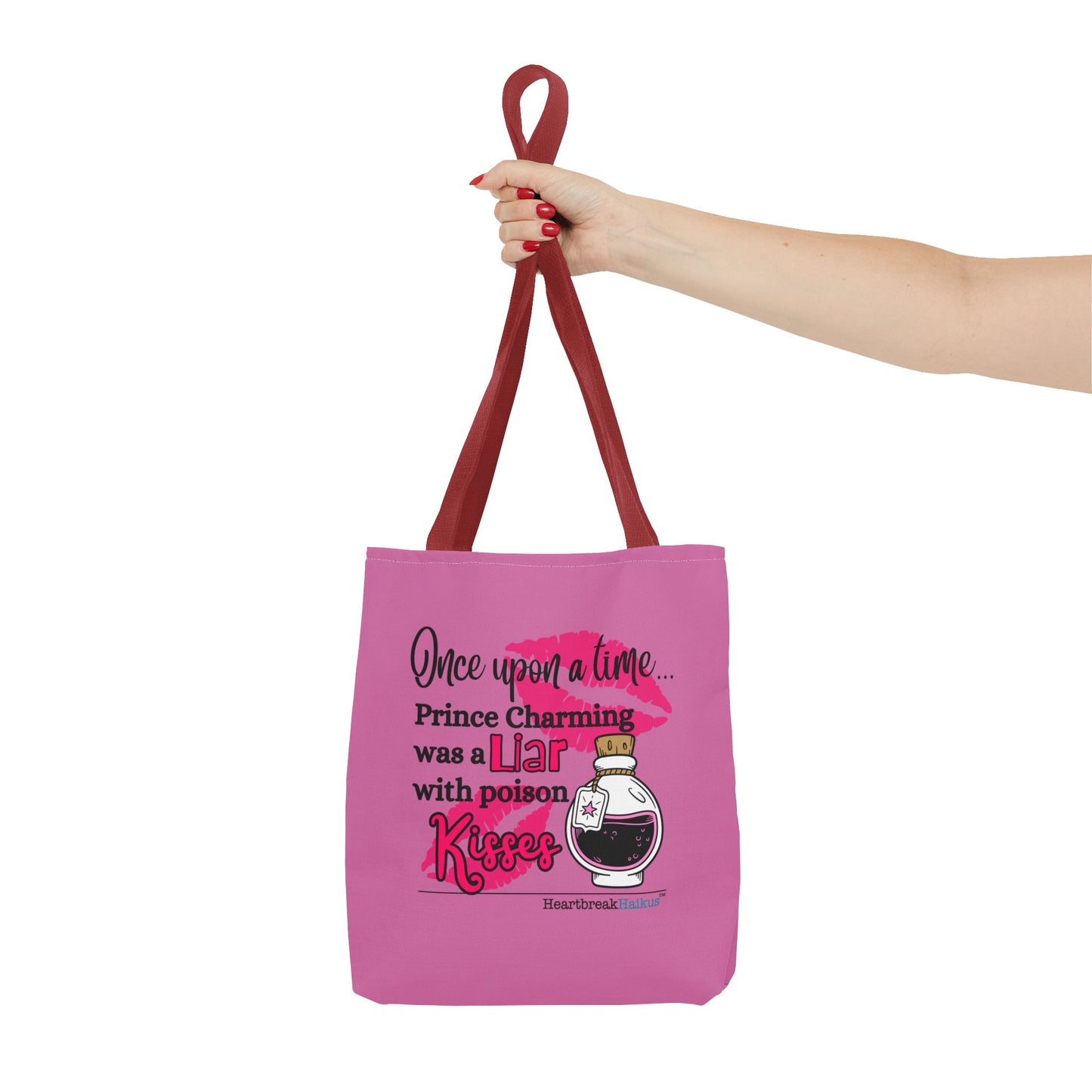 Prince Charming's Poison Kisses Haiku - Tote Bag (Dual-sided print in Candy Pink)