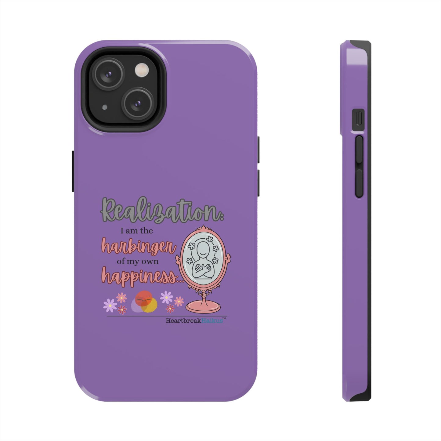 Harbinger of Happiness Tough Phone Cases (purple) available for iPhone 11-16 or Samsung Galaxy S21-S24