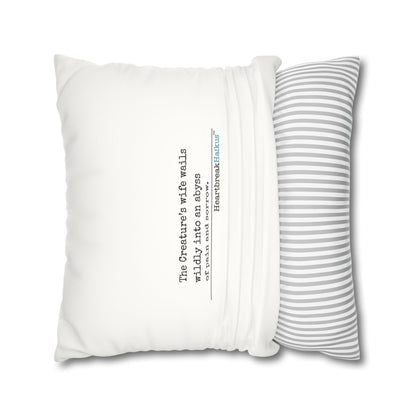 The Creature's Wife Wails Frankenstein Haiku - Faux Suede Square Pillowcase (in Snow White)