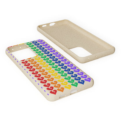 Rainbow Hearts Collection Pattern - Biodegradable Phone Case, Eco-Friendly Phone Cover (Only Hearts Collection)