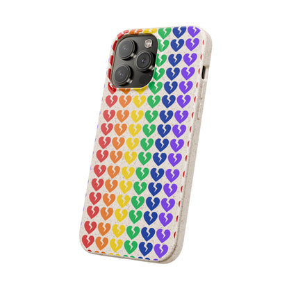 Rainbow Hearts Collection Pattern - Biodegradable Phone Case, Eco-Friendly Phone Cover (Only Hearts Collection)