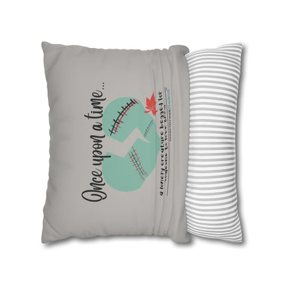 A Lonely Creature Begged Frankenstein Haiku - Faux Suede Square Pillowcase (in Light Grey) (Frankenstein 2025 Makeover)