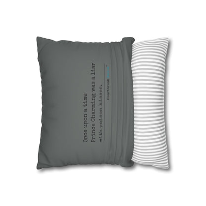 Prince Charming's Poison Kisses - Faux Suede Square Pillowcase (in Moody Grey)