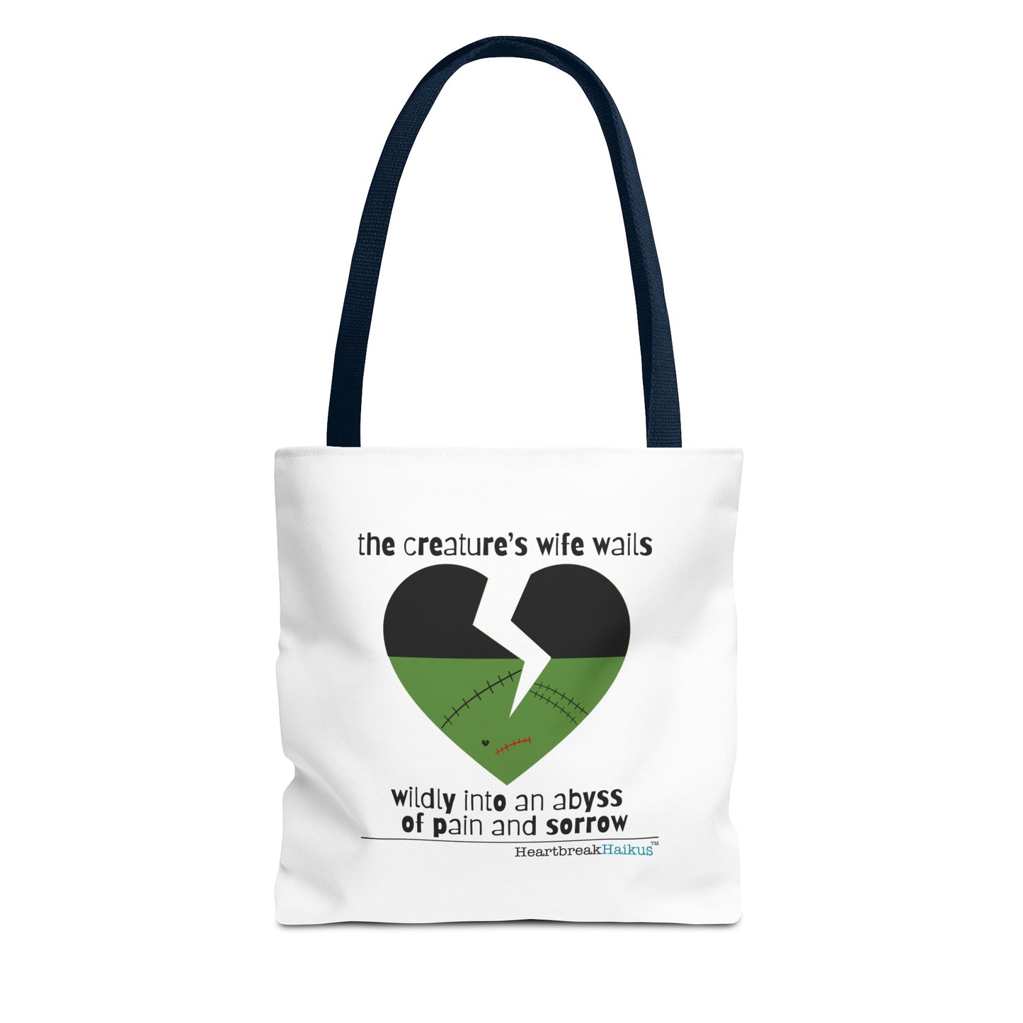 The Creature's Wife Wails Wildly Frankenstein Haiku - Tote Bag (Dual-sided print in Snow White)