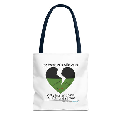 The Creature's Wife Wails Wildly Frankenstein Haiku - Tote Bag (Dual-sided print in Snow White)