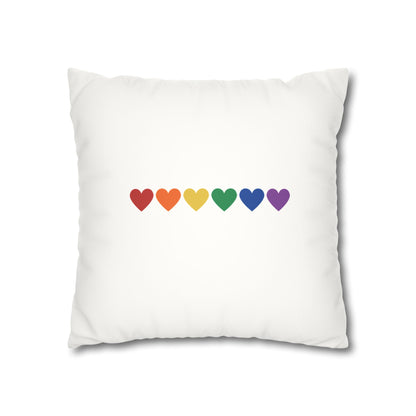 Rainbow Hearts on White - Faux Suede Square Pillowcase (Only Hearts Collection)