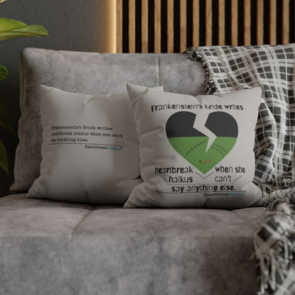 Frankenstein's Bride Writes Heartbreak Haikus - Faux Suede Square Pillowcase (in light grey)