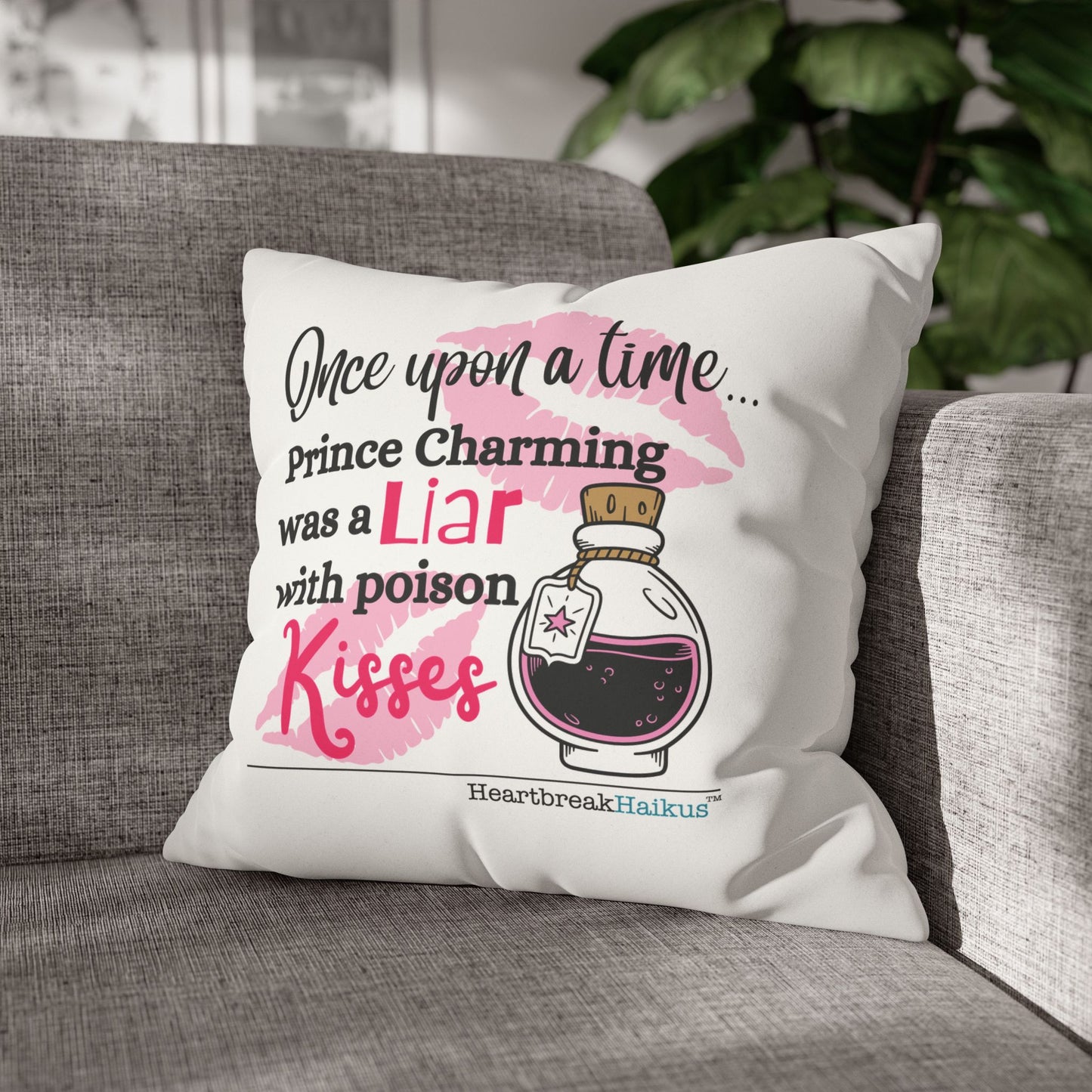 Prince Charming's Poison Kisses - Faux Suede Square Pillowcase