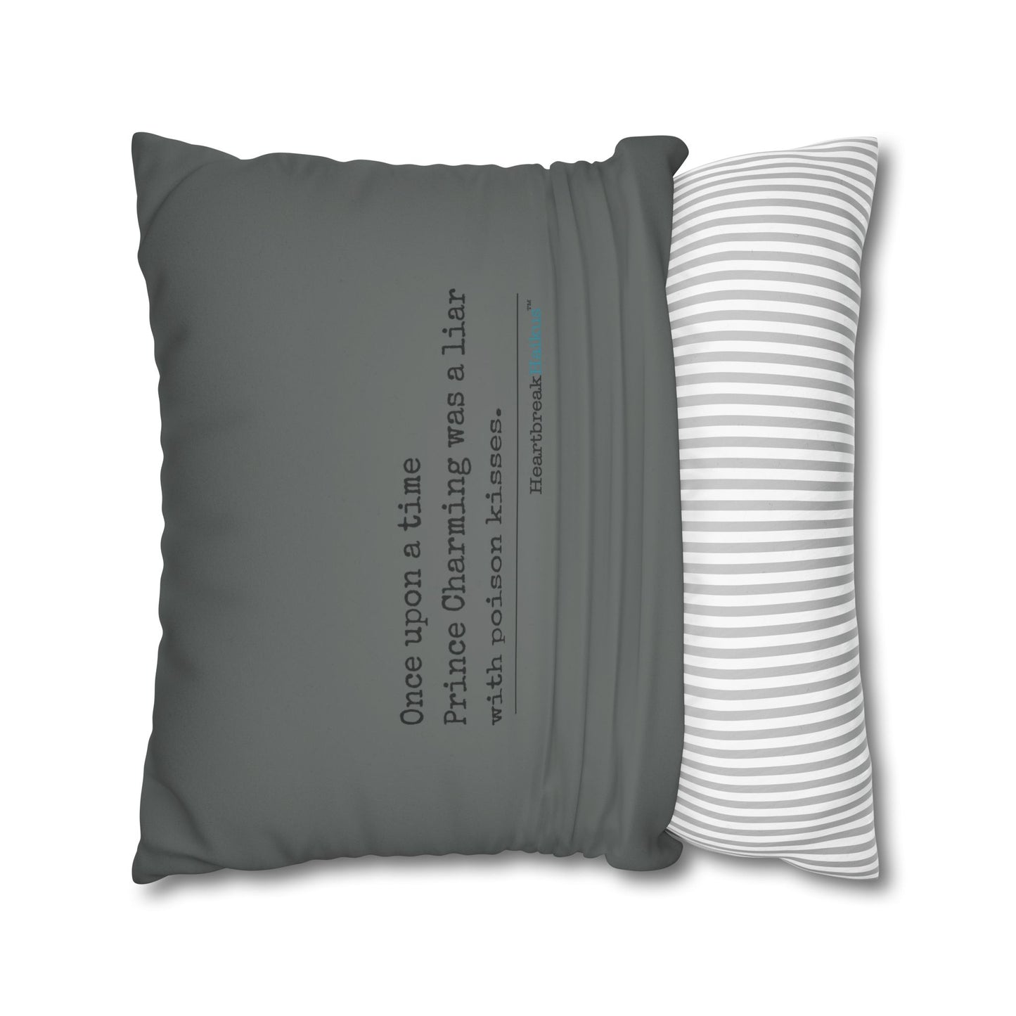 Prince Charming's Poison Kisses - Faux Suede Square Pillowcase (in Moody Grey)