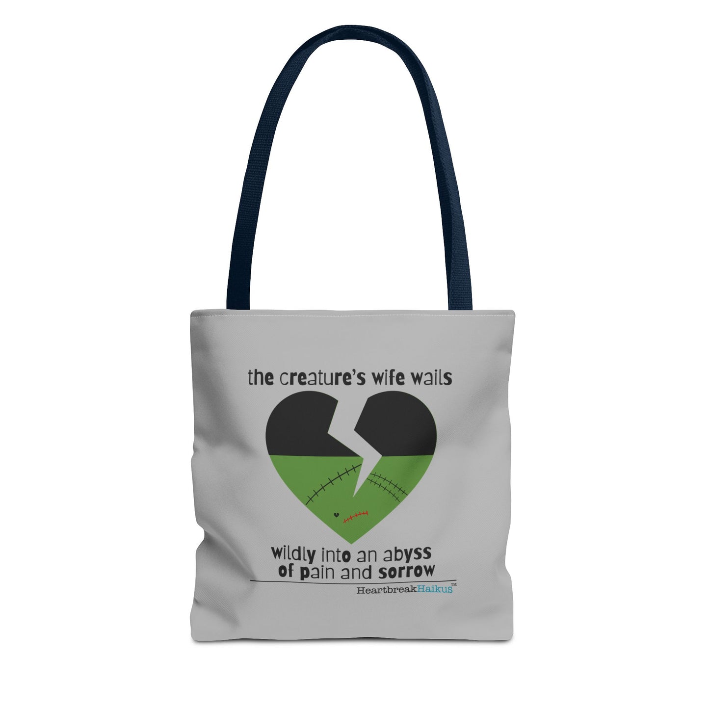 The Creature's Wife Wails Wildly Frankenstein Haiku - Tote Bag (dual-sided print in light grey)