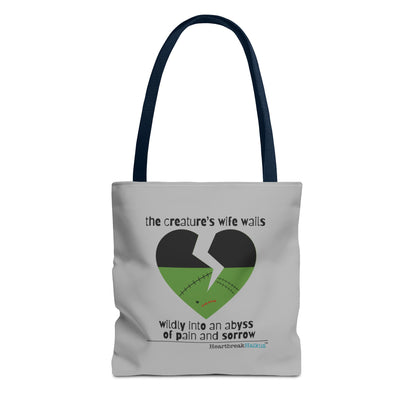 The Creature's Wife Wails Wildly Frankenstein Haiku - Tote Bag (dual-sided print in light grey)