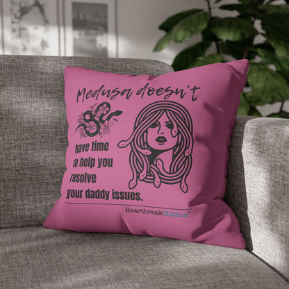 Medusa and Your Daddy Haiku - Faux Suede Square Pillowcase (in Candy Pink)