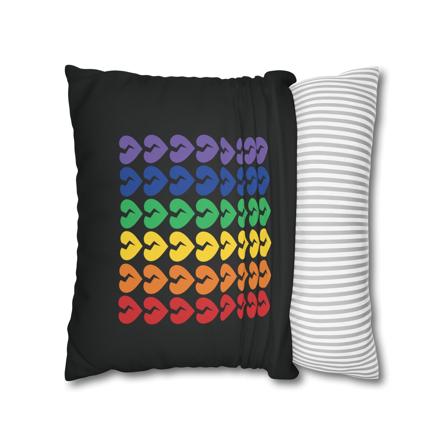 Rainbow Broken Hearts (on Midnight Black) - Faux Suede Square Pillowcase (Only Hearts Collection)