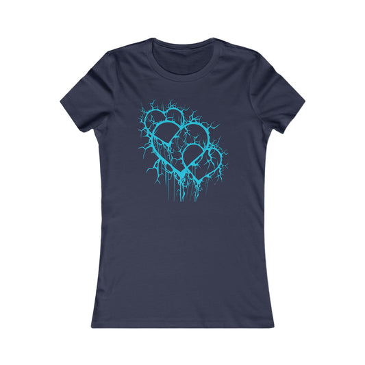 Three of Lightning Hearts - Slim-Fit T-Shirt (in Electric Blue)