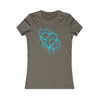 Three of Lightning Hearts - Slim-Fit T-Shirt (in Electric Blue)