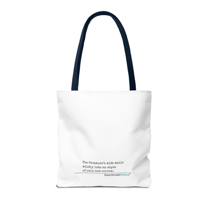 The Creature's Wife Wails Wildly Frankenstein Haiku - Tote Bag (Dual-sided print in Snow White)