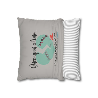 A Lonely Creature Begged Frankenstein Haiku - Faux Suede Square Pillowcase (in Light Grey) (Frankenstein 2025 Makeover)