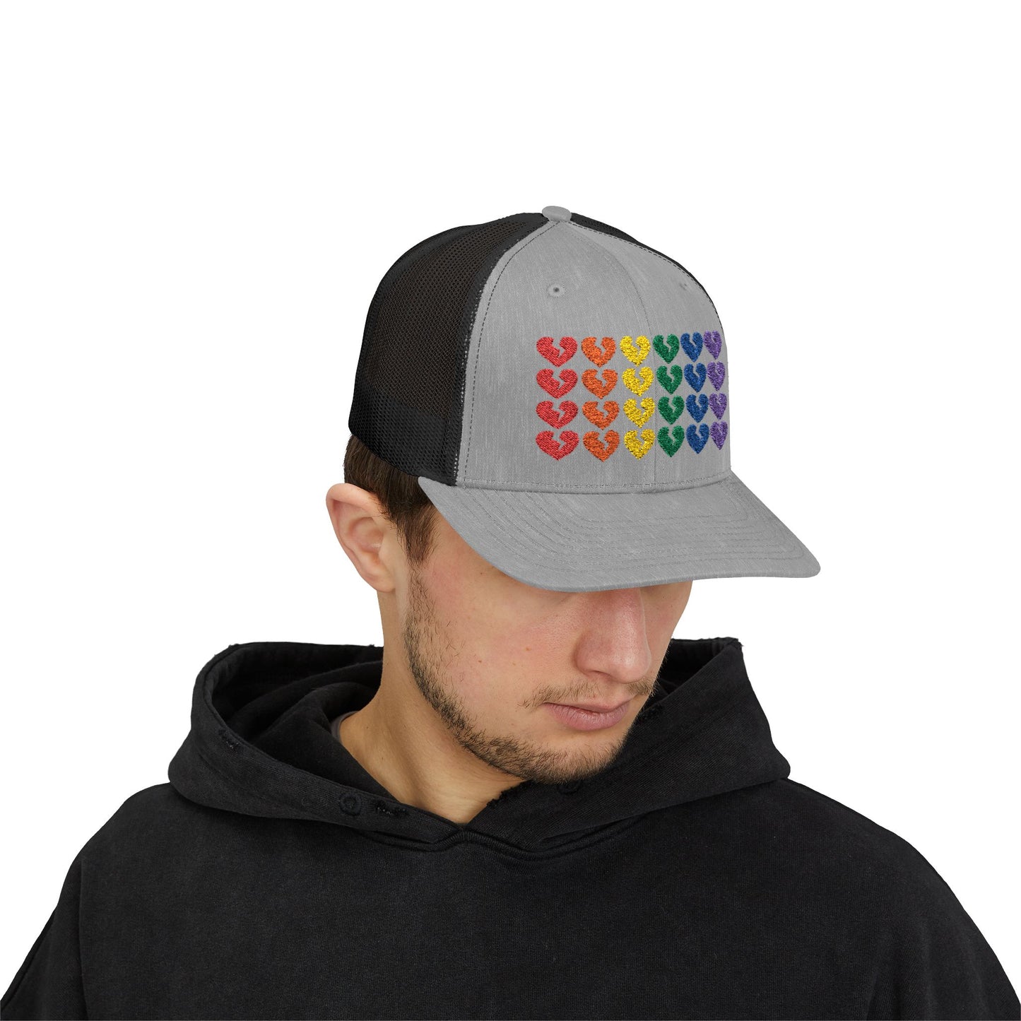 Rainbow Heartbreak Collection - Embroidered Trucker Hat (Only Hearts Collection)