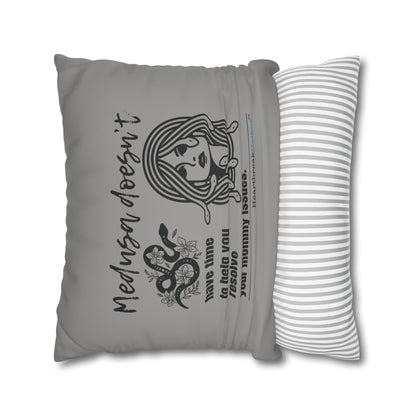 Medusa and Your Mommy Haiku - Faux Suede Square Pillowcase in Stone Grey