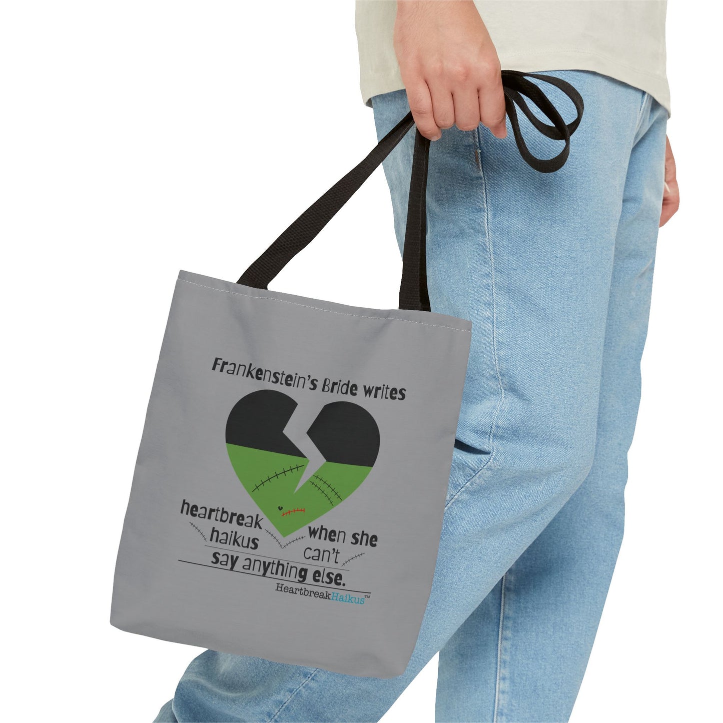 Frankenstein's Bride Writes Heartbreak Haikus - Tote Bag (Dual-sided print in Stone Grey)