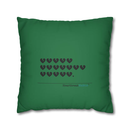Hieroglyph Heartbreak Haiku - Faux Suede Square Pillowcase (in Evergreen)
