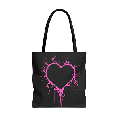 Lightning-Cracked Heart Tote Bag (in Electric Pink) - (The Only Hearts Collection)