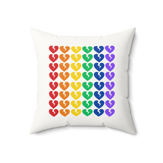 Rainbow Broken Hearts - Faux Suede Square Pillow (Only Hearts Collection)