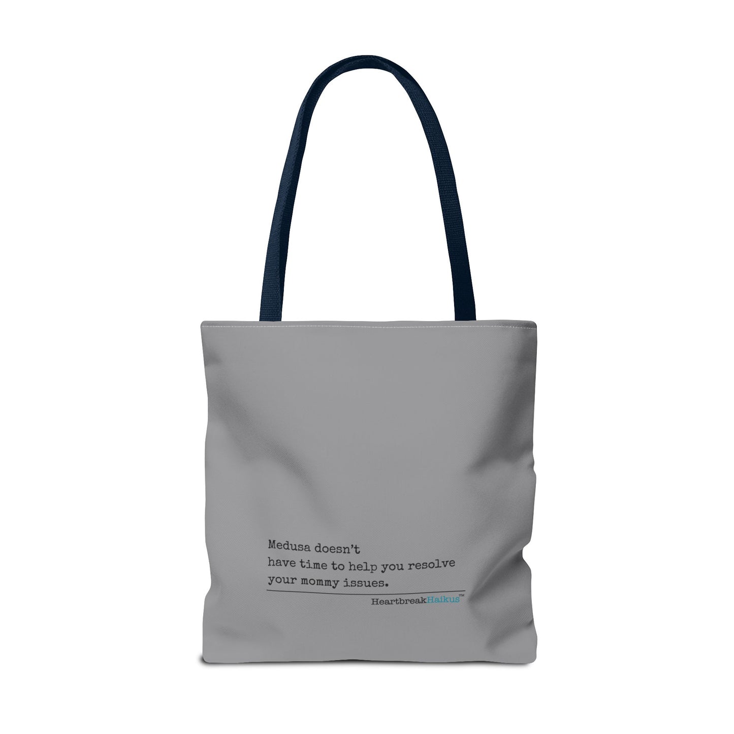 Medusa and Your Mommy Haiku - Tote Bag (Dual-sided print in Stone Grey)
