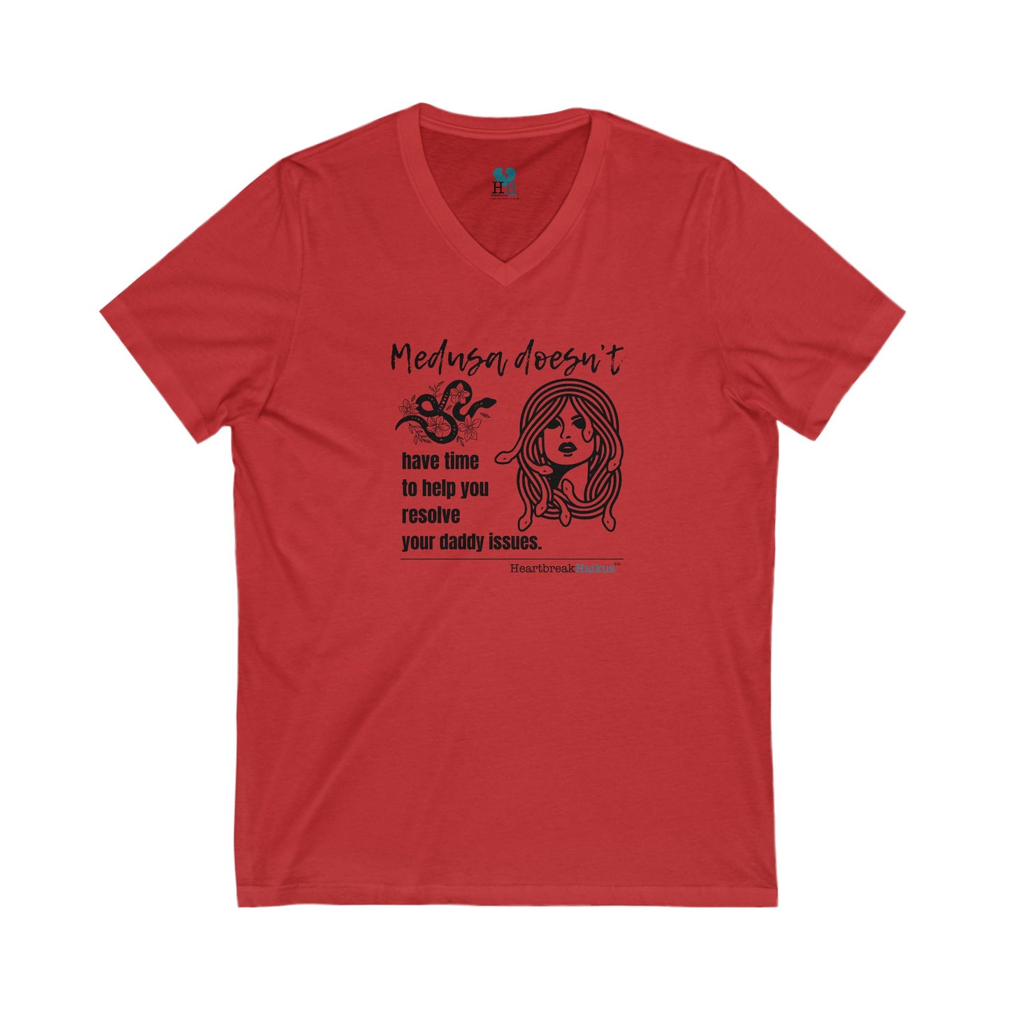 Medusa and Your Daddy Haiku - Jersey Short Sleeve V-Neck Tee