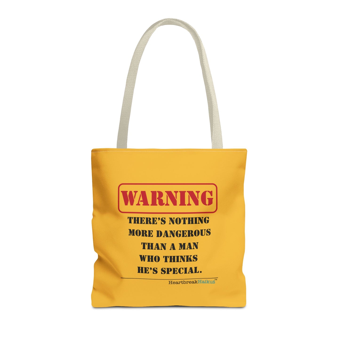 Warning: Dangerous Special Man Haiku Tote Bag (dual-sided design in Yellow Gold)