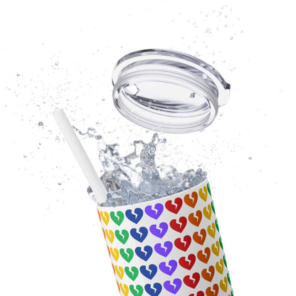 Only Hearts - Skinny Tumbler with Eco-Friendly, Reusable, Matching Straw, 20oz (Rainbow Heartbreak Collection)