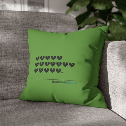 Hieroglyph Heartbreak Haiku - Faux Suede Square Pillowcase (in Wicked Green/Grinch Green)