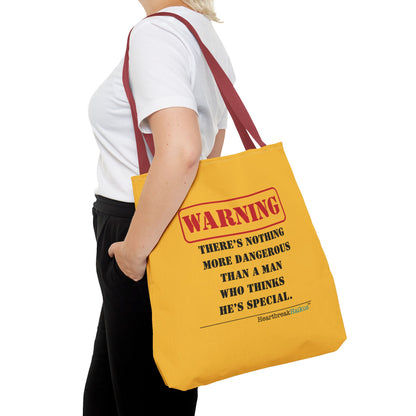 Warning: Dangerous Special Man Haiku Tote Bag (dual-sided design in Yellow Gold)