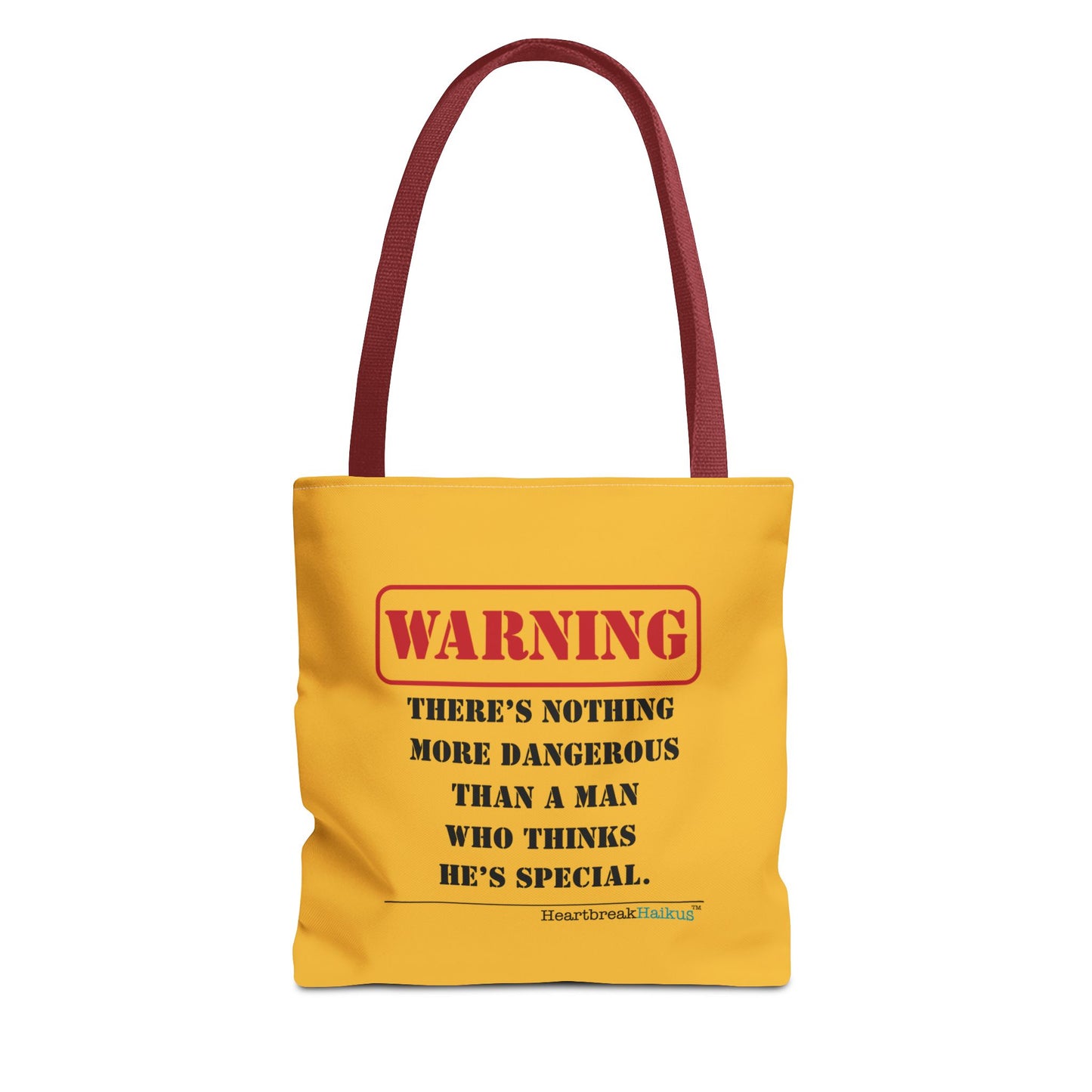 Warning: Dangerous Special Man Haiku Tote Bag (dual-sided design in Yellow Gold)