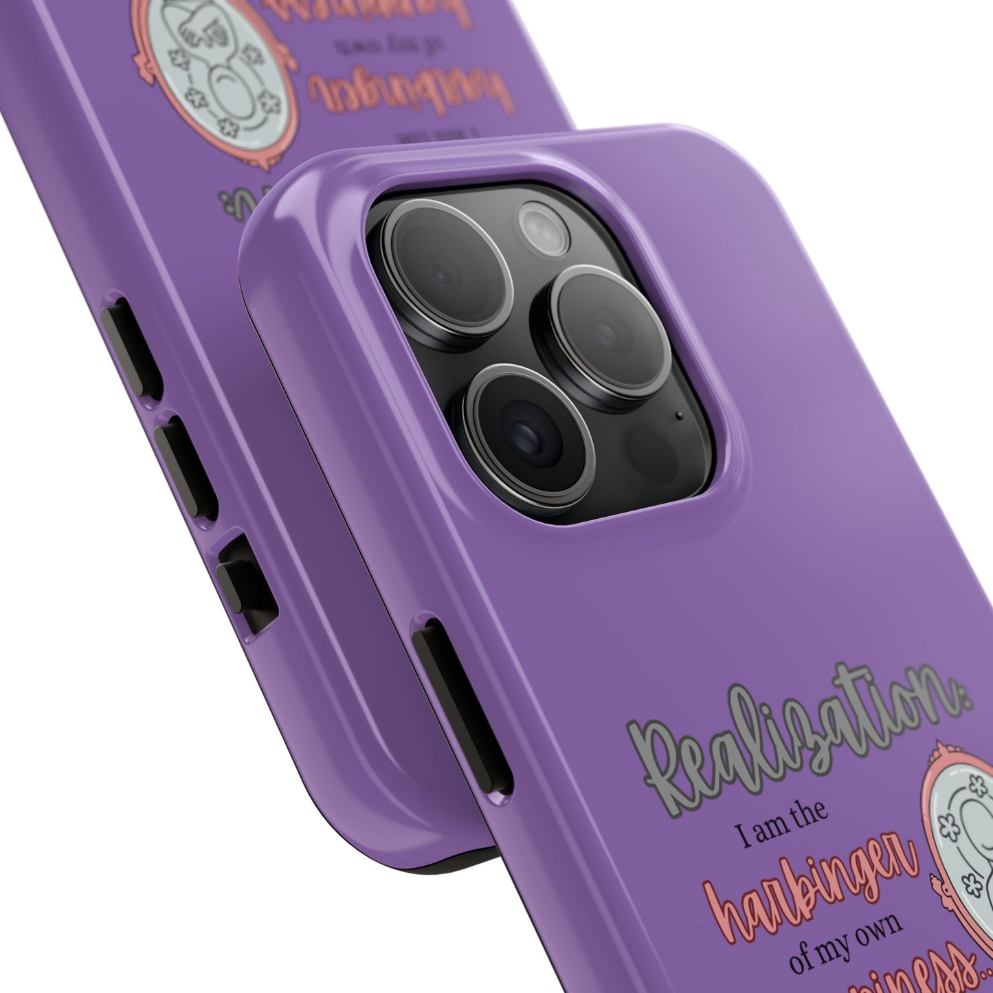 Harbinger of Happiness Tough Phone Cases (purple) available for iPhone 11-16 or Samsung Galaxy S21-S24