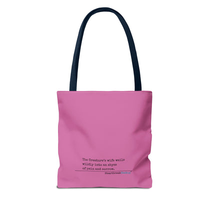 The Creature's Wife Wails Wildly Frankenstein Haiku - Tote Bag (dual-sided print in Candy Pink)