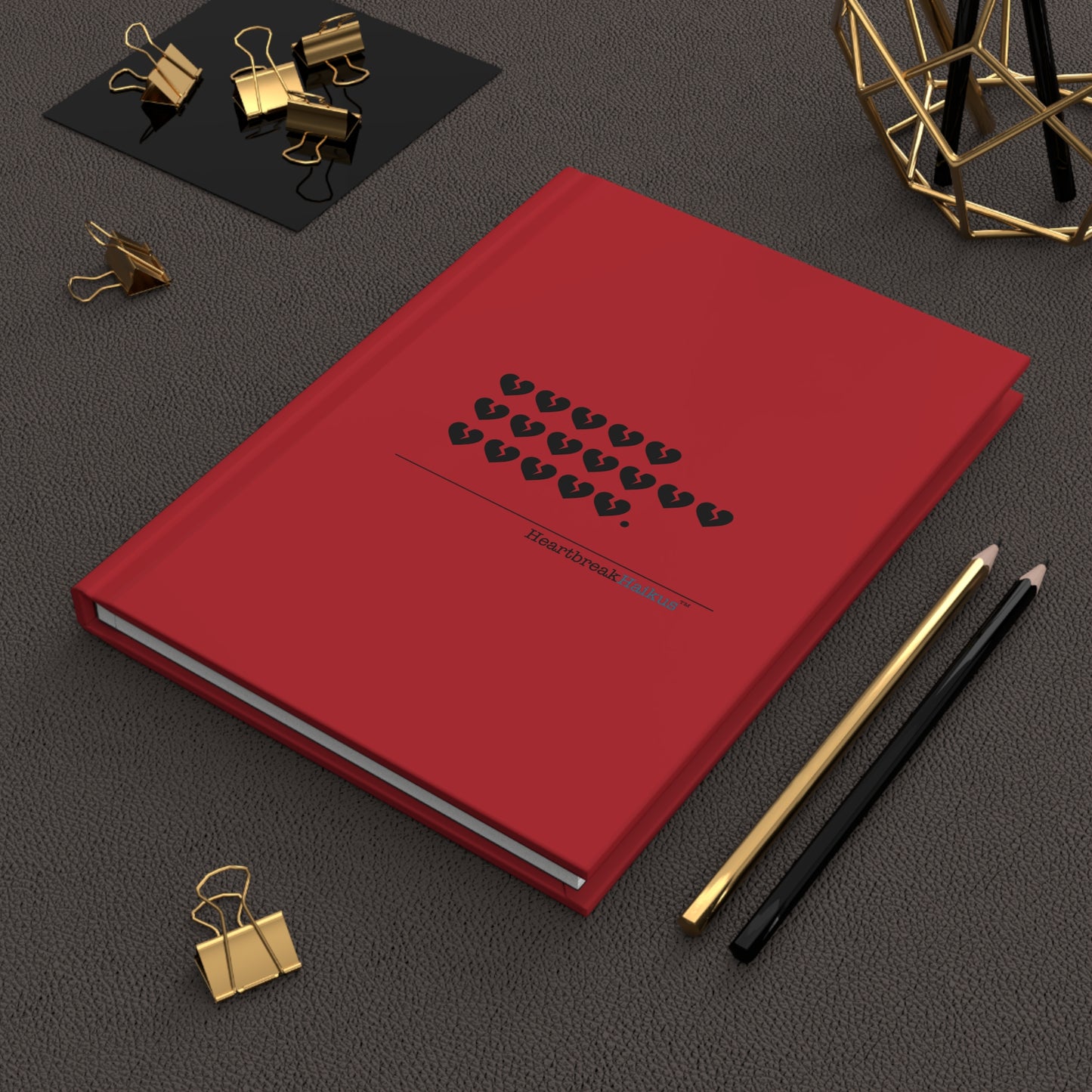 Hieroglyph Heartbreak Haiku - Hardcover Journal Design in Holiday Red