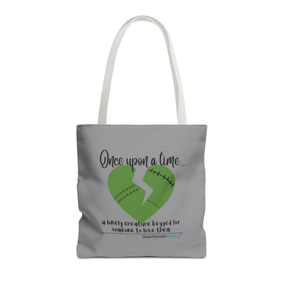 A Lonely Creature Begged Frankenstein Haiku - Tote Bag (Dual-sided print in Stone Grey)