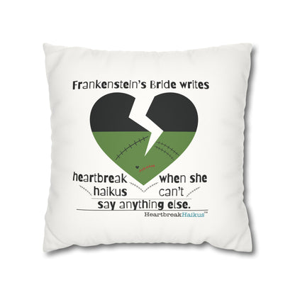 Frankenstein's Bride Writes Heartbreak Haikus - Faux Suede Square Pillowcase (in Snow White)