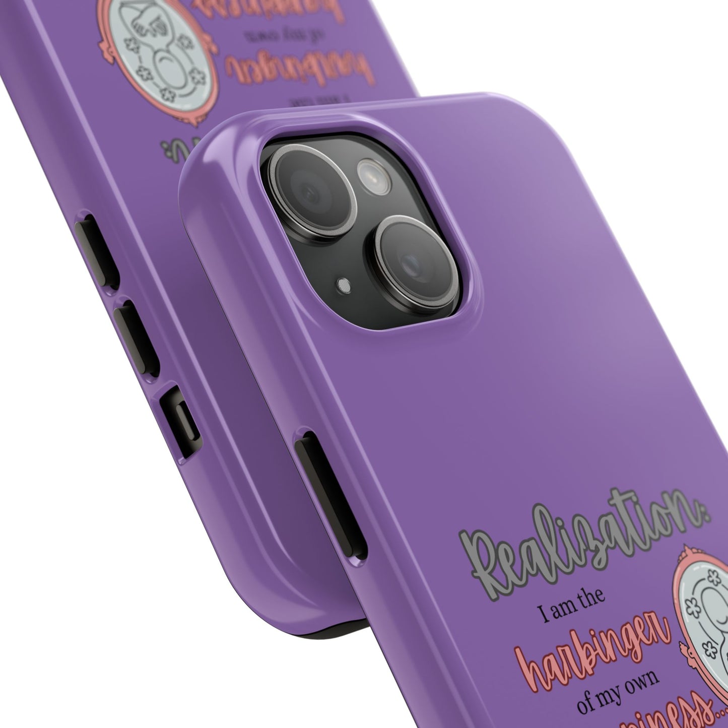 Harbinger of Happiness Tough Phone Cases (purple) available for iPhone 11-16 or Samsung Galaxy S21-S24