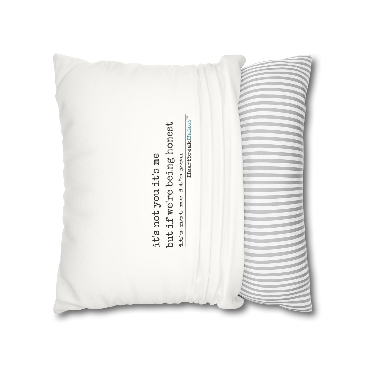 It's Not Me/You Haiku - Faux Suede Square Pillowcase (Rainbow Heartbreak Collection)