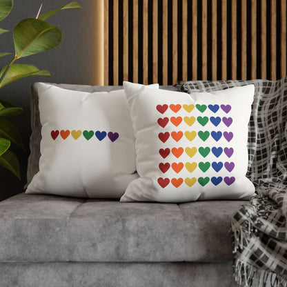 Rainbow Hearts on White - Faux Suede Square Pillowcase (Only Hearts Collection)