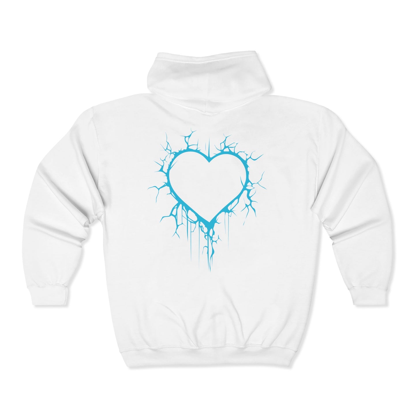 Lightning-Cracked Hollow Heart Zip Hoodie (in Electric Blue) - (The Only Hearts Collection)