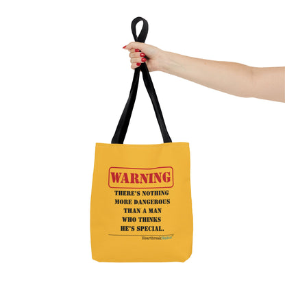 Warning: Dangerous Special Man Haiku Tote Bag (dual-sided design in Yellow Gold)