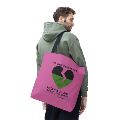 The Creature's Wife Wails Wildly Frankenstein Haiku - Tote Bag (dual-sided print in Candy Pink)