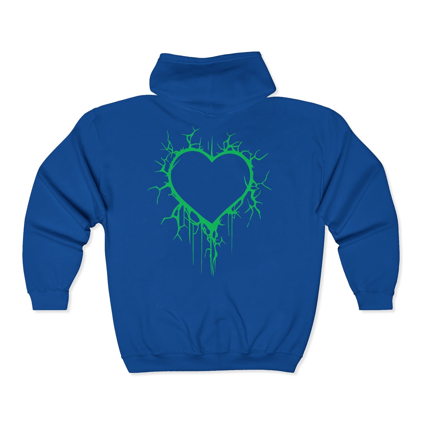 Lightning-Cracked Hollow Heart Zip Hoodie (in Electric Wicked Green) - (The Only Hearts Collection)