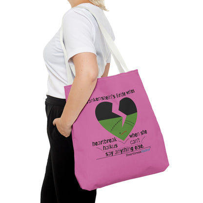 Frankenstein's Bride Writes Heartbreak Haikus - Tote Bag (Dual-sided print in Candy Pink)